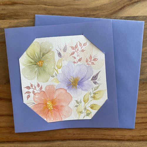 Carte carrée double aquarelle
