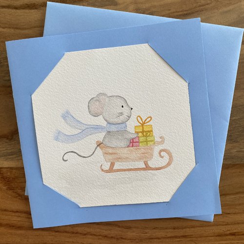 Carte carrée double aquarelle