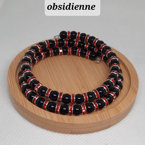 Bracelet lithothérapie obsidienne