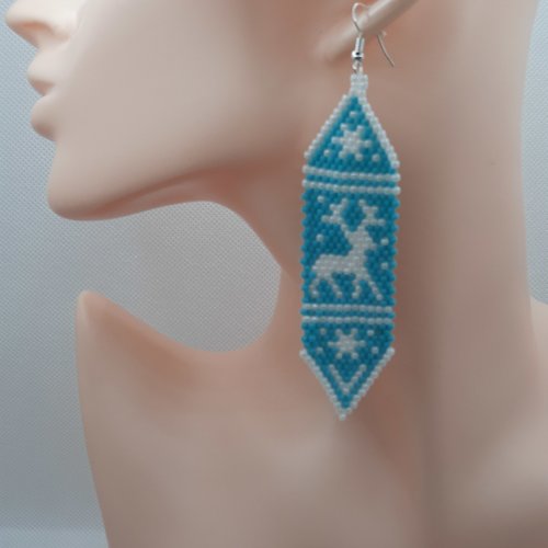 Boucles d'oreilles perles tissées noël