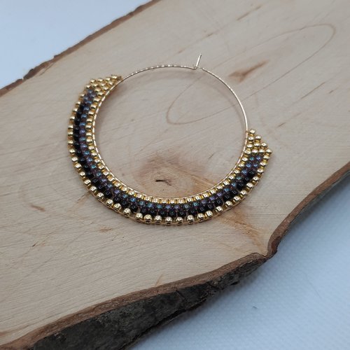 Boucles d'oreilles perles tissées créoles