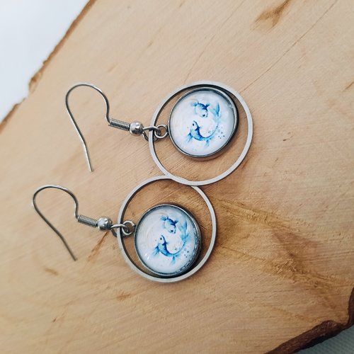 Boucles d'oreilles astrologie poisson