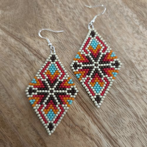 Boucles d'oreilles tissées perles ethnique