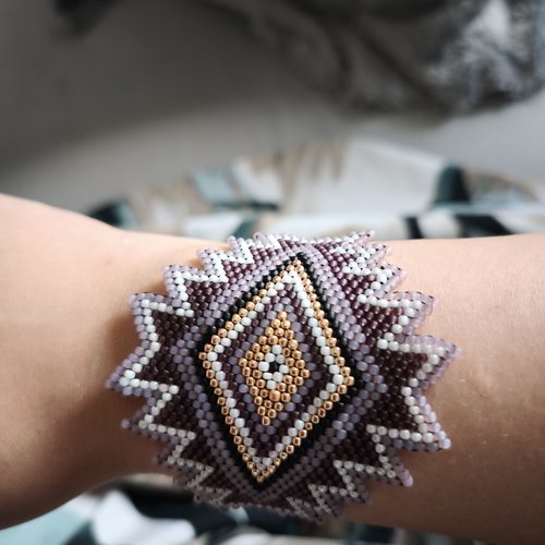 Bracelet manchette perles tissées ethnique