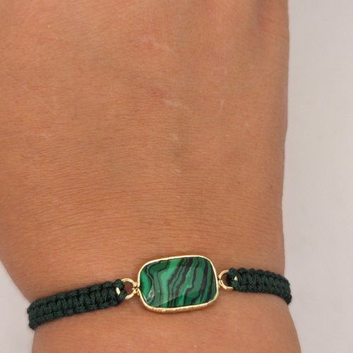 Bracelet macramé style malachite