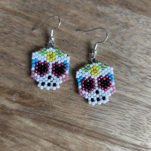Boucles d'oreilles tissées perles halloween