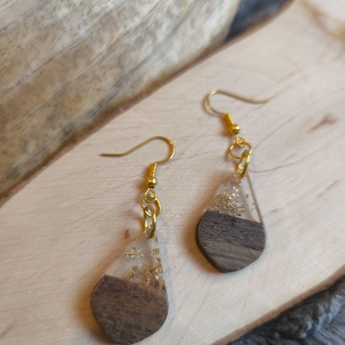 Boucles d'oreilles en bois et epoxy