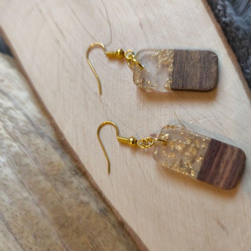 Boucles d'oreilles bois et epoxy