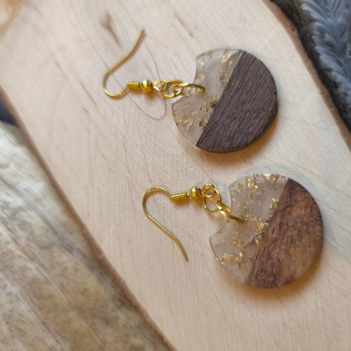 Boucles d'oreilles bois et epoxy