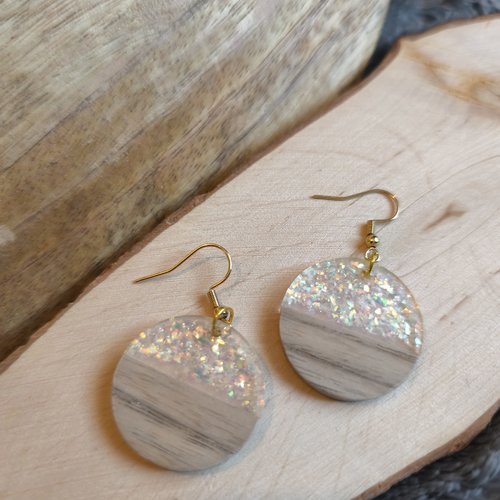 Boucles d'oreilles bois et epoxy
