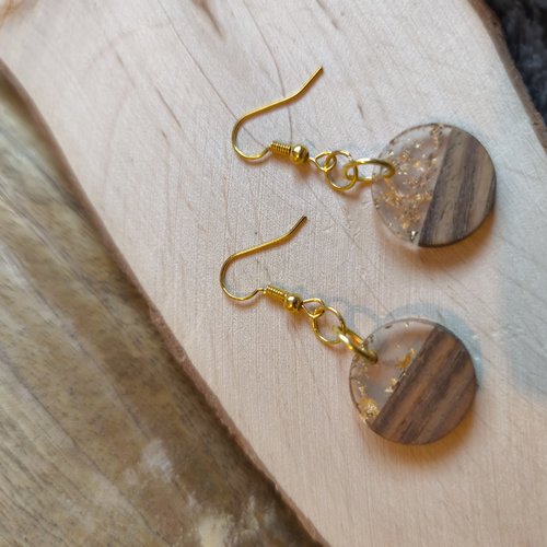 Boucles d'oreilles bois et epoxy