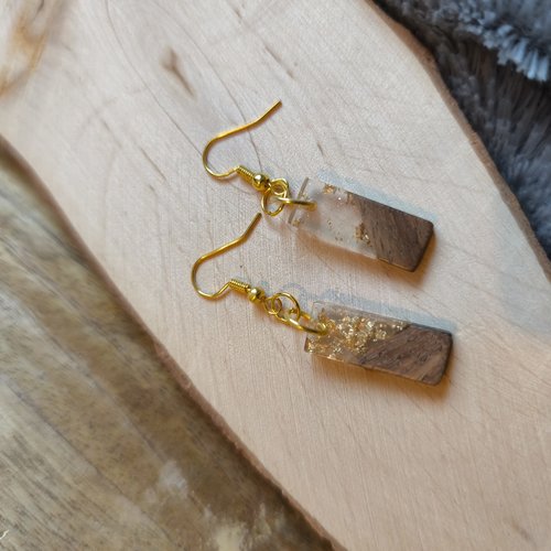 Boucles d'oreilles bois et epoxy