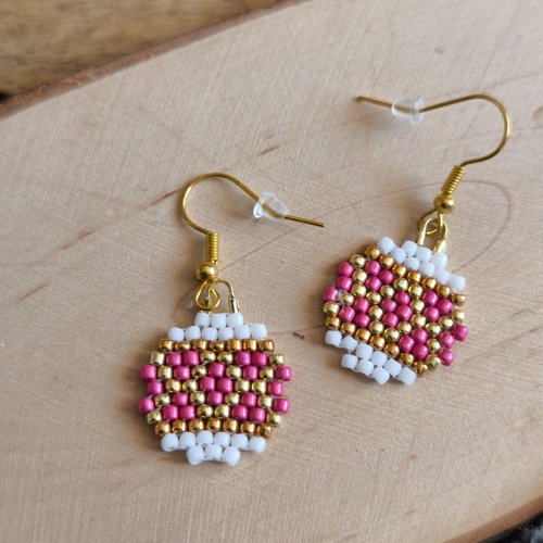 Boucles d'oreilles tissées perles boules de noël