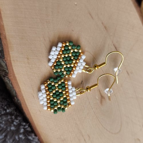 Boucles d'oreilles tissées perles boules de noël