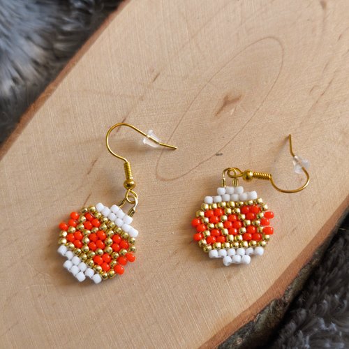 Boucles d'oreilles tissées perles boules de noël