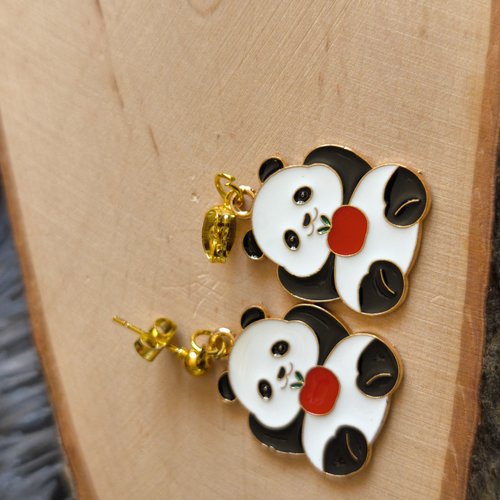 Boucles d'oreilles panda