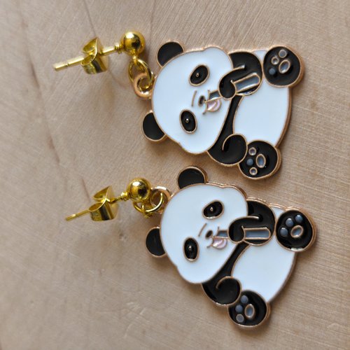 Boucles d'oreilles panda