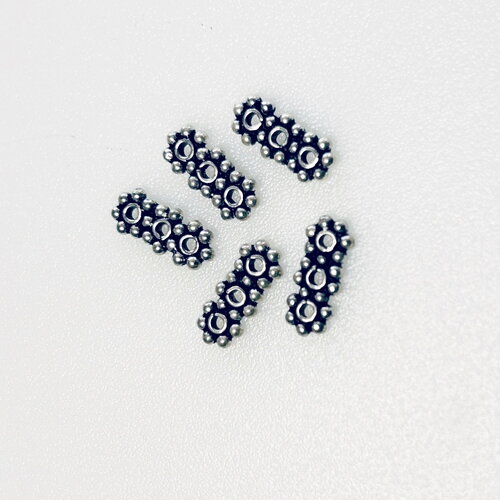 Lot de 5 séparateurs 3 rangs 12.00 mm par 5.00 mm en argent.