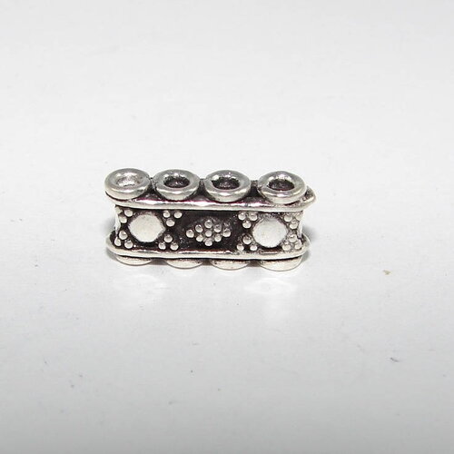 Séparateur 4 trous en argent,  14.00 mm de longueur.