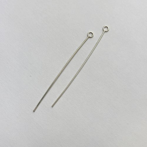 2 tiges à anneau en argent 925 - 40 mm - fil 0,6 mm - anneau ø 2,5 mm
