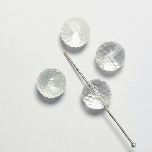 Cristal de roche 12 mm à facettes disco