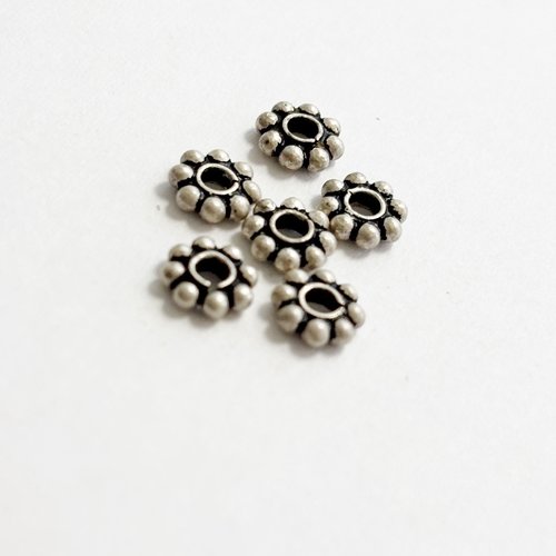 Lot de 6 intercalaires fleurs 8 pétales – argent 925 – 5,1 mm