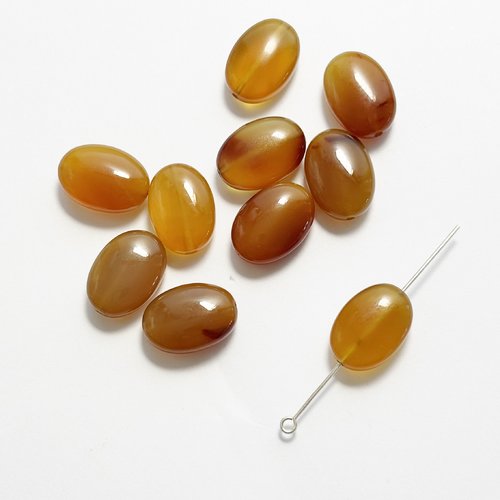 Lot de 10 perles ovales en agate naturelle – 14 mm