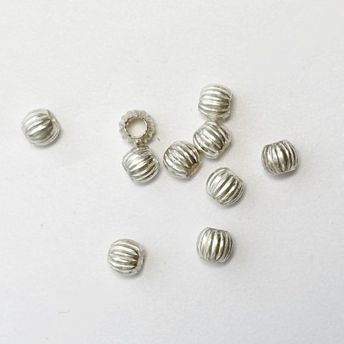 Lot de 10 perles striées 3 mm – argent 925