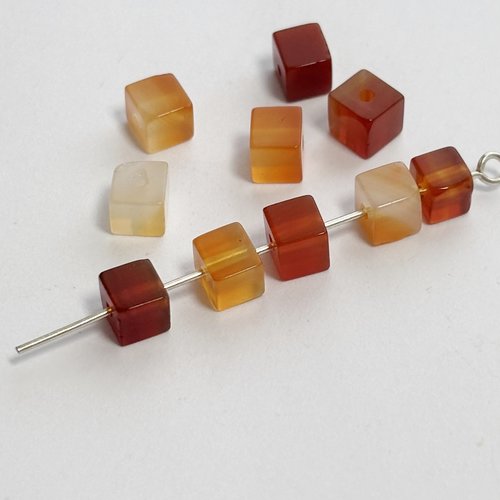 Lot de 10 perles cube agate naturelle 4 mm - 2.