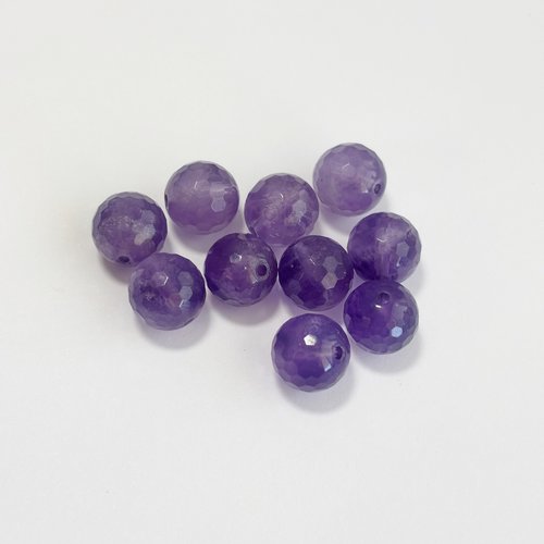 Lot de 10 perles améthyste facettée 10 mm – éclat intense disco