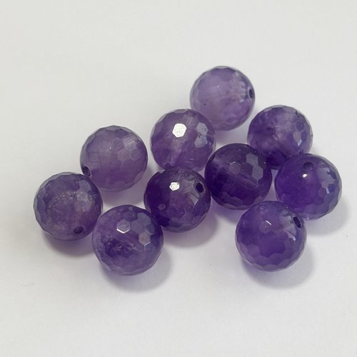 Lot de 10 perles améthyste facettée 10 mm – éclat intense disco