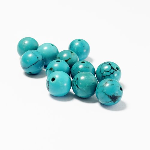 Lot 10 perles turquoise naturelle 8 mm