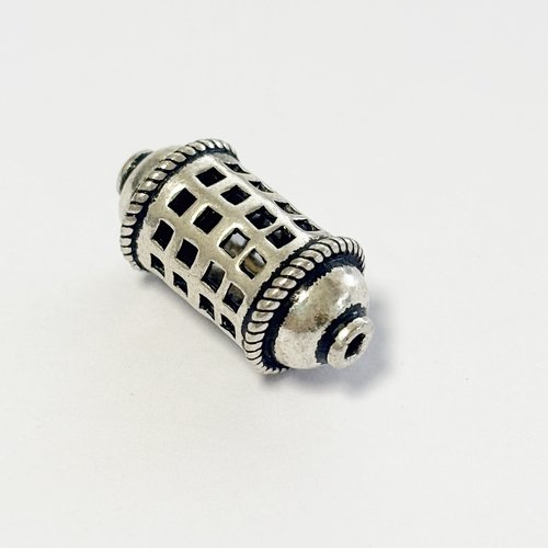 Perle argent 925 cylindrique – cylindre mosaïca ajouré