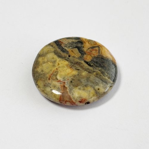 Perle jaspe forêt d’or – disque 30 mm – pierre naturelle