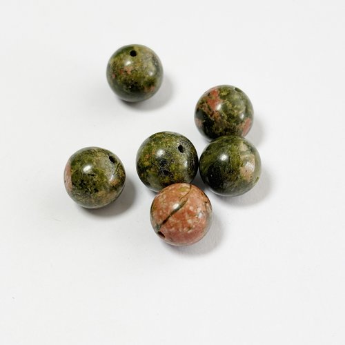 Lot de 6 perles en unakite 10 mm. lot 5