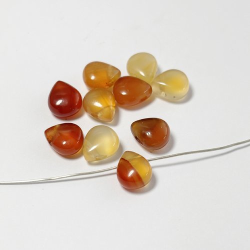 Larmes d’agate – lot de 10 perles en agate naturelle, 8,5 x 7 mm, percées sur la hauteur