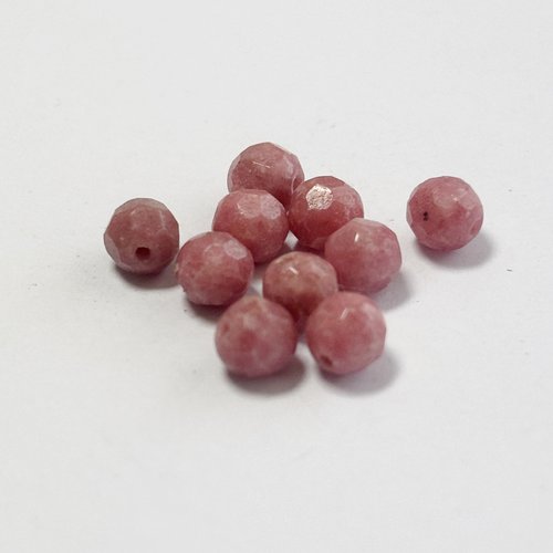 Lot de 10 perles en rhodonite rose facettée disco – 4 mm