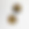 2 perles en œil de tigre naturel – disques 15 mm – trou transversal – reflets lumineux y- lot 3