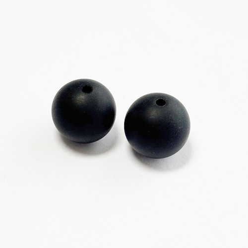 Lot de deux perles en onyx dépoli de 12 mm de diamètre