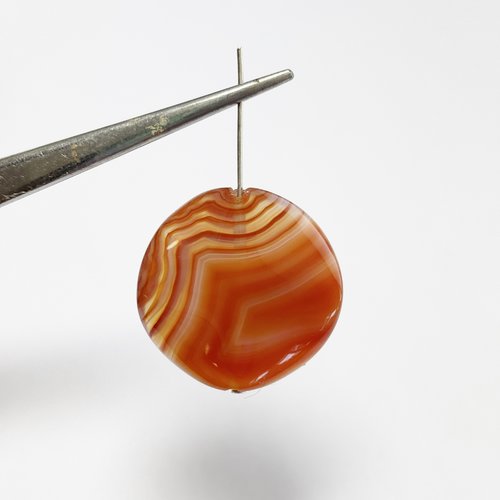 Perle en agate naturelle galet à vaguelettes – 30 mm – trou 0,8 mm