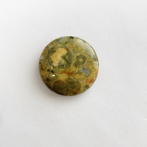 Perle plate jaspe-océan 25 mm – trou transversal 0,7 mm – vente à l’unité – pièce unique