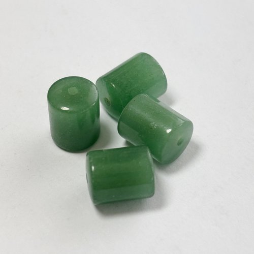 Lot de 4 perles cylindriques en aventurine verte – 10 x 8 mm – trou 0,8/0,9 mm