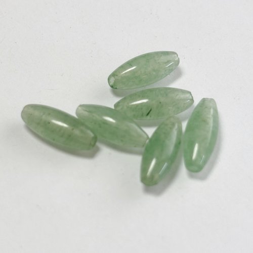 Lot de 6 perles en aventurine verte – forme riz – 12 x 4,6 mm – trou 0,8 mm