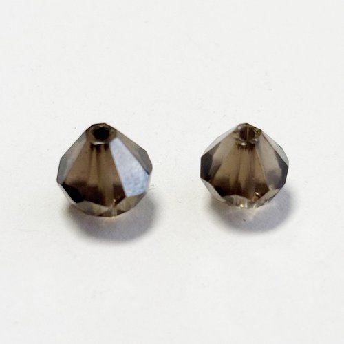 2 perles quartz fumé, goutte facettée 8 mm