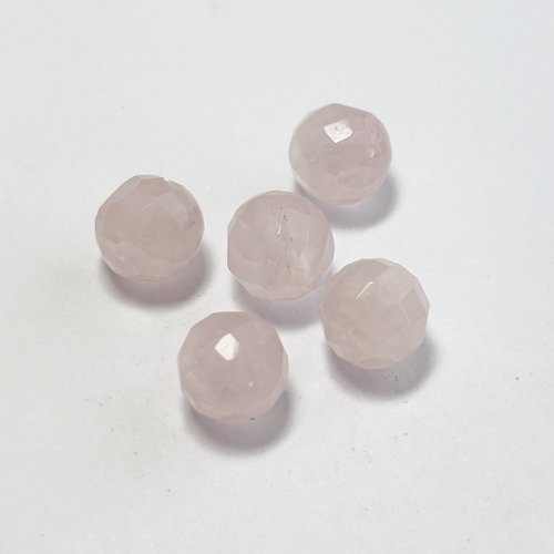 Lot de 5 perles en quartz rose facettées 8 mm