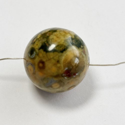 Perle jaspe océan orbiculaire verte – 20 mm (n°2)
