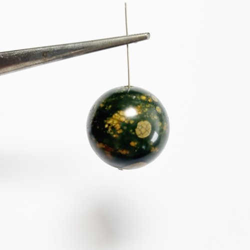 Perle jaspe océan orbiculaire verte – 20 mm (n°4)