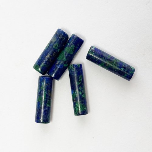 5 perles azurite cylindriques 14 × 4 mm - n°1