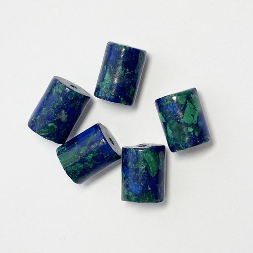 5 perles en azurite cylindrique 10x8 mm. n°1