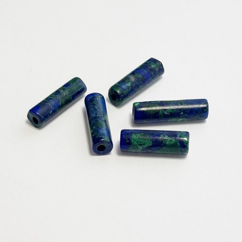 5 perles azurite cylindriques 14 × 4 mm - n°2